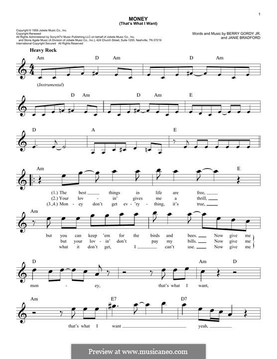 Money (That's What I Want): melodia by Berry Gordy, Janie Bradford