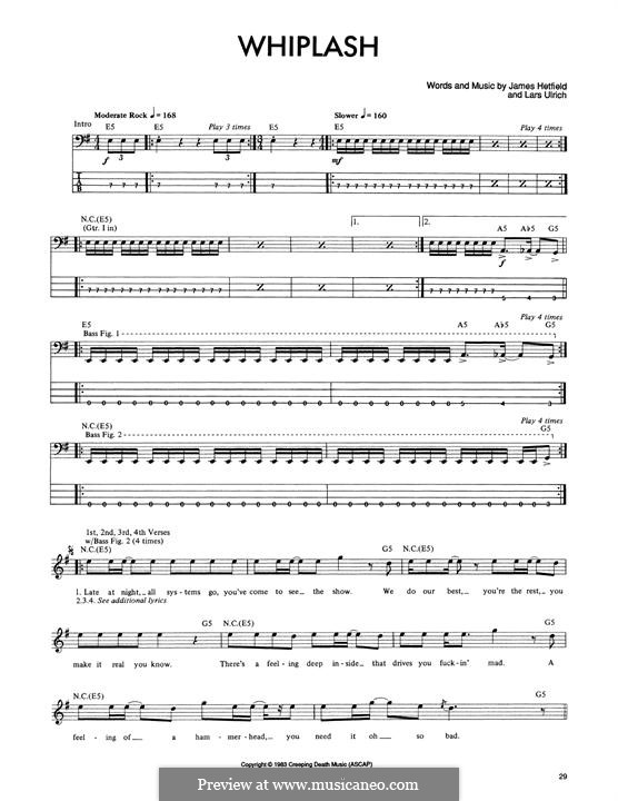 Whiplash (Metallica): para baixo com guia by James Hetfield, Lars Ulrich