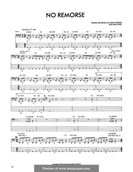 No Remorse (Metallica): para baixo com guia by James Hetfield, Lars Ulrich