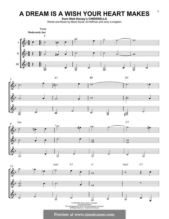 A Dream Is a Wish Your Heart Makes (from Disney's Cinderella): Para Guitarra by Al Hoffman, Jerry Livingston, Mack David