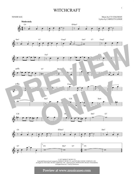 Witchcraft (Frank Sinatra): para saxofone tenor by Cy Coleman