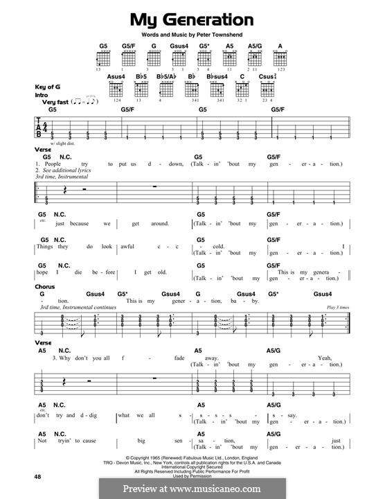 My Generation (The Who): Para guitarra com guia by Peter Townshend