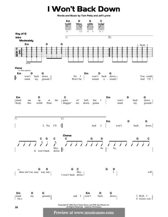I Won't Back Down: Para Guitarra by Jeff Lynne