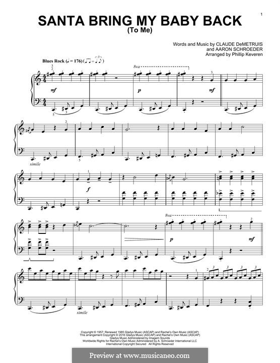 Santa, Bring My Baby Back (To Me): Para Piano by Aaron Schroeder, Claude DeMetrius