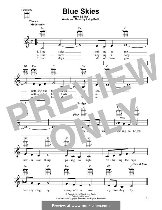 Blue Skies: para ukulele by Irving Berlin