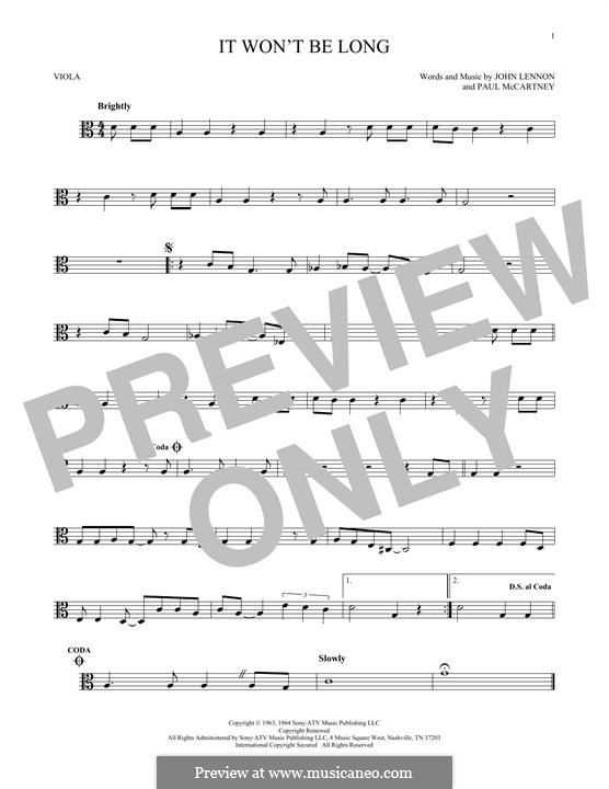 It Won't Be Long (The Beatles): para viola by John Lennon, Paul McCartney