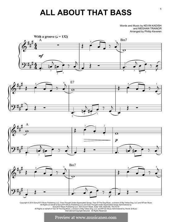 Piano-vocal version: Para Piano by Kevin Kadish, Meghan Trainor