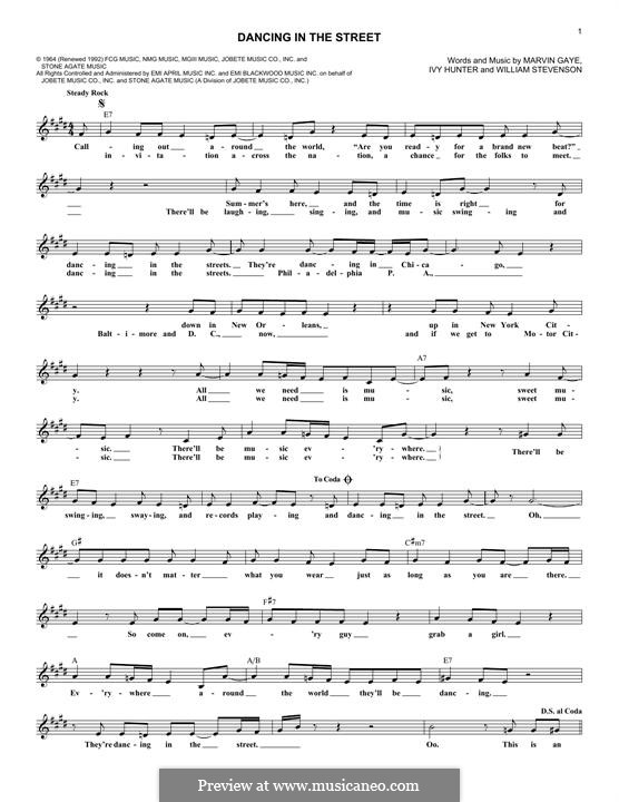 Dancing in the Street (Martha & The Vandellas): Letras e Acordes by Ivory Joe Hunter, Marvin P. Gaye, William Stevenson