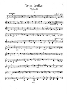 Easy Trios for Three Violins, Op.34: violino parte II by József Bloch