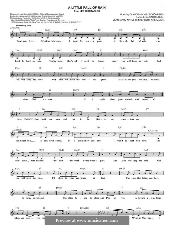 A Little Fall of Rain: melodia by Claude-Michel Schönberg