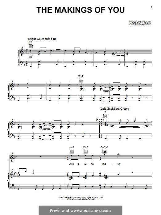The Makings of You: Para vocais e piano (ou Guitarra) by Curtis Mayfield