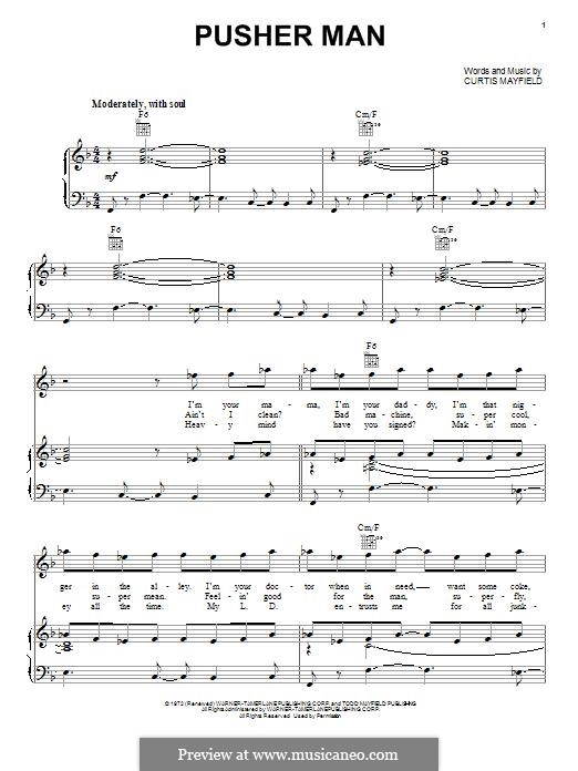 Pusher Man: Para vocais e piano by Curtis Mayfield