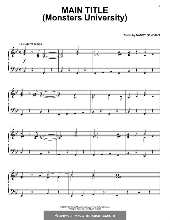 Main Title (Monsters University): Para Piano by Randy Newman