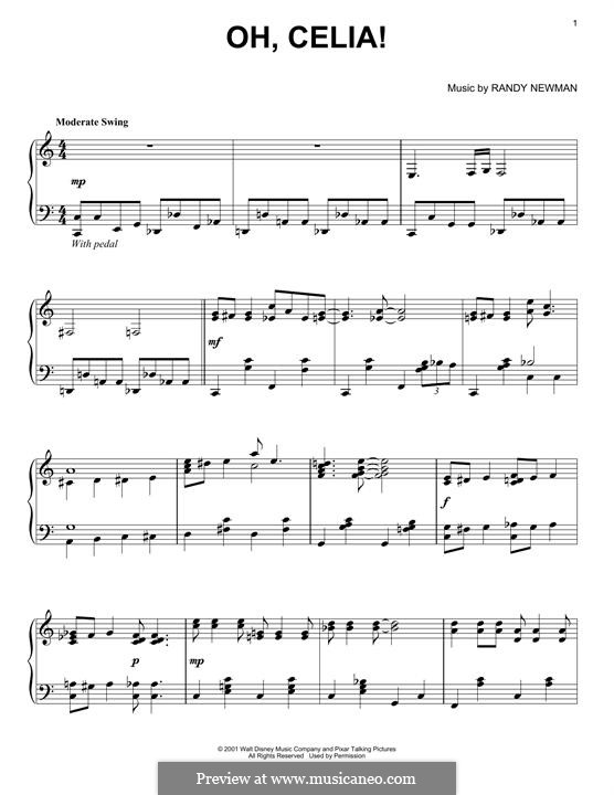 Oh, Celia!: Para Piano by Randy Newman