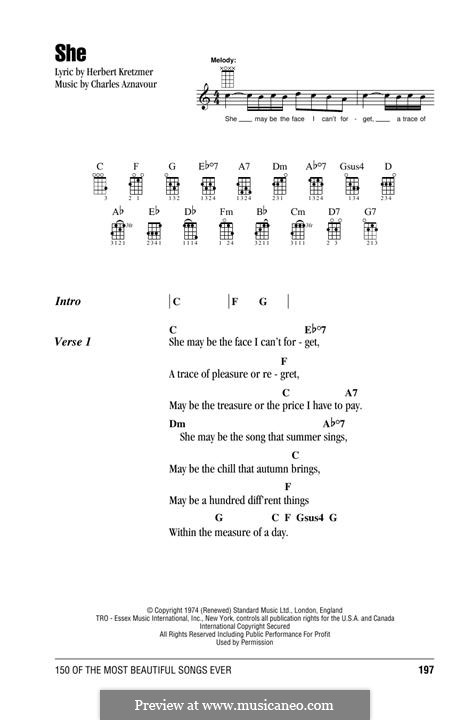 She: para ukulele by Charles Aznavour