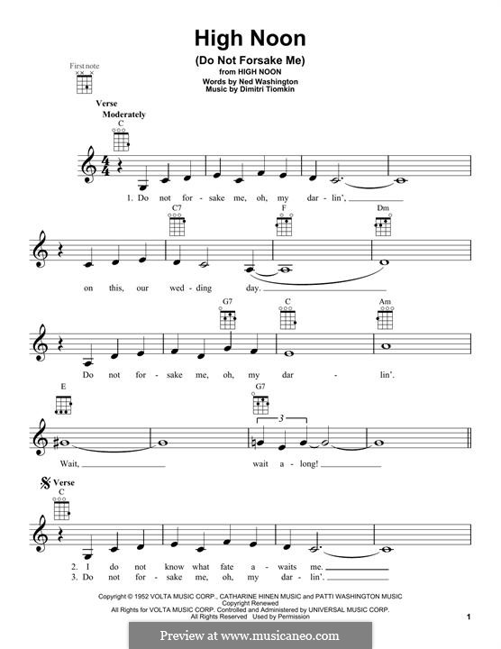 High Noon (Do not Forsake Me): para ukulele by Dimitri Tiomkin