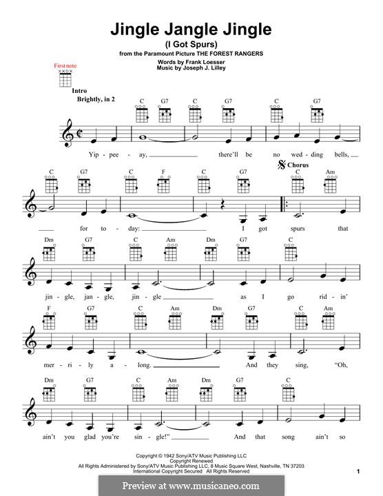 Jingle Jangle Jingle (from The Forest Rangers): para ukulele by Frank Loesser, Joseph J. Lilley