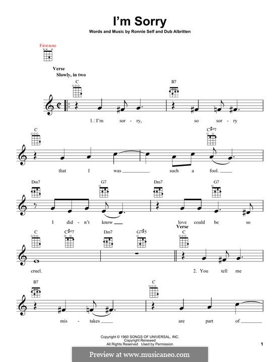 I'm Sorry (Brenda Lee): para ukulele by Dub Albritten, Ronnie Self