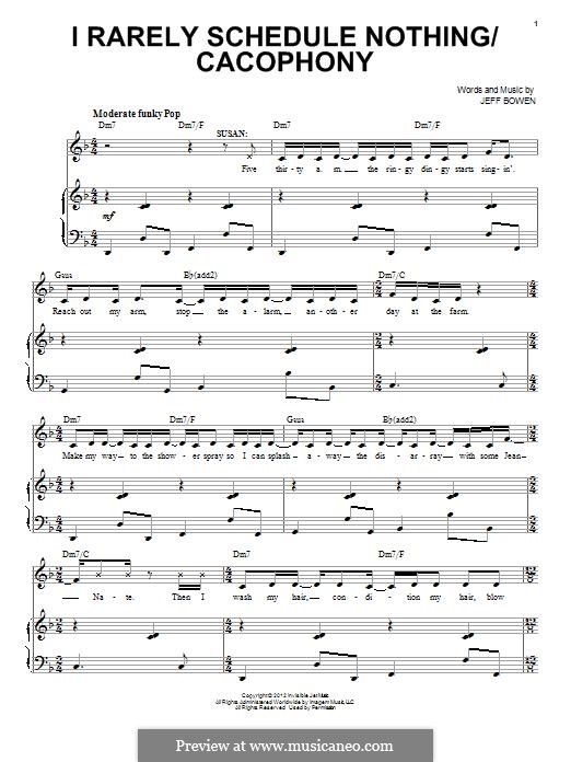 I Rarely Schedule Nothing/Cacophony: Para vocais e piano (ou Guitarra) by Jeff Bowen