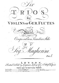 Six Trios for Violins (or Flutes) and Basso Continuo: Violin or flute II part by Giuseppe Maria Magherini