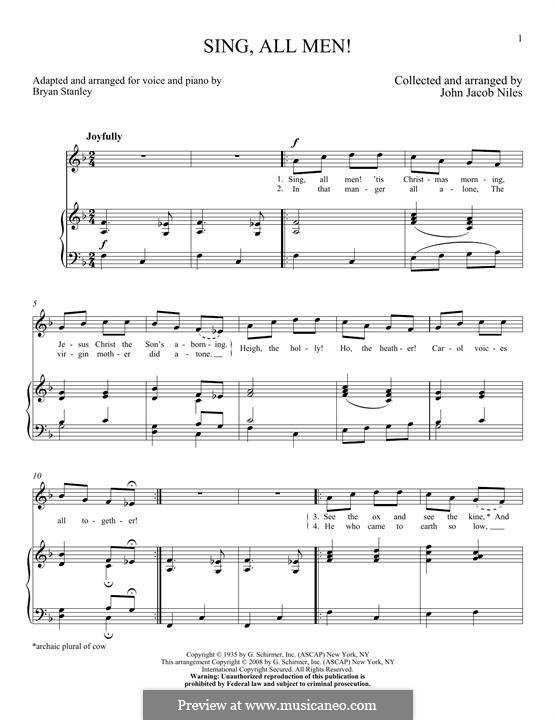 Sing, All Men!: Para vocais e piano by John Jacob Niles