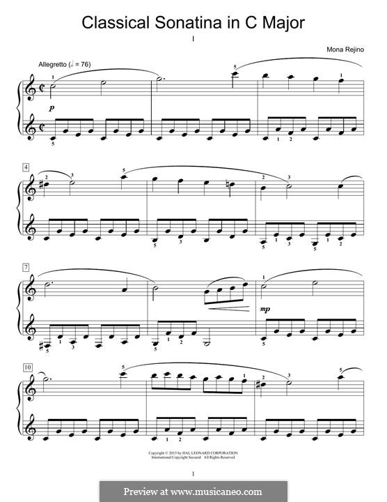 Classical Sonatina in C Major: Para Piano by Mona Rejino