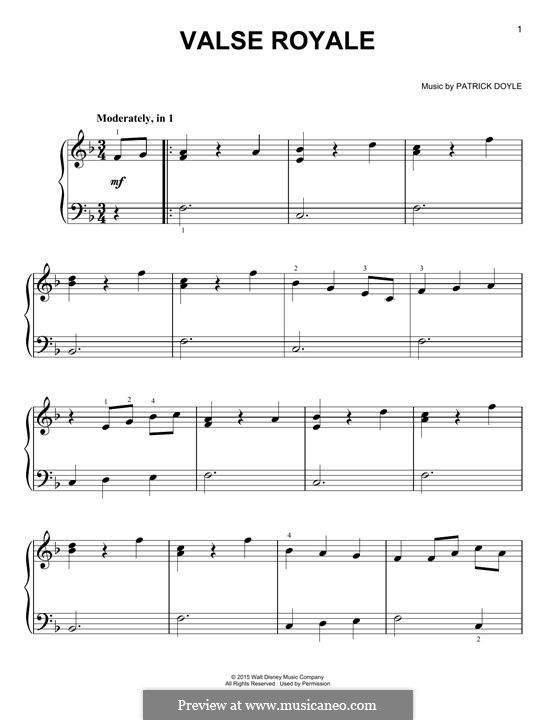 Valse Royale (from Walt Disney's Cinderella): Para Piano by Patrick Doyle