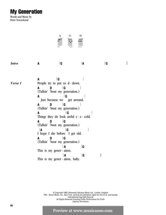 My Generation (The Who): para ukulele by Peter Townshend