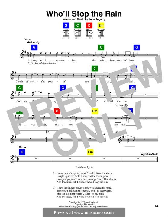 Who'll Stop the Rain (Creedence Clearwater Revival): melodia by John C. Fogerty