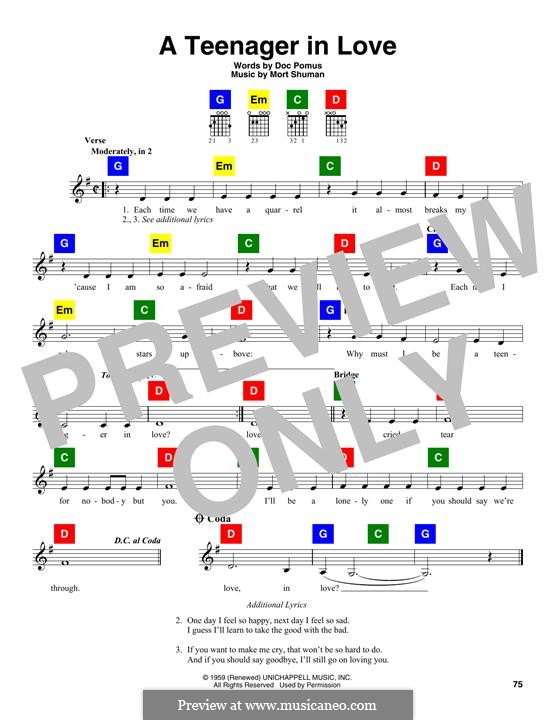 A Teenager in Love (Dion and The Belmonts): melodia by Doc Pomus, Mort Shuman