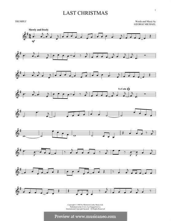 Last Christmas (Wham!): para trompeta by George Michael
