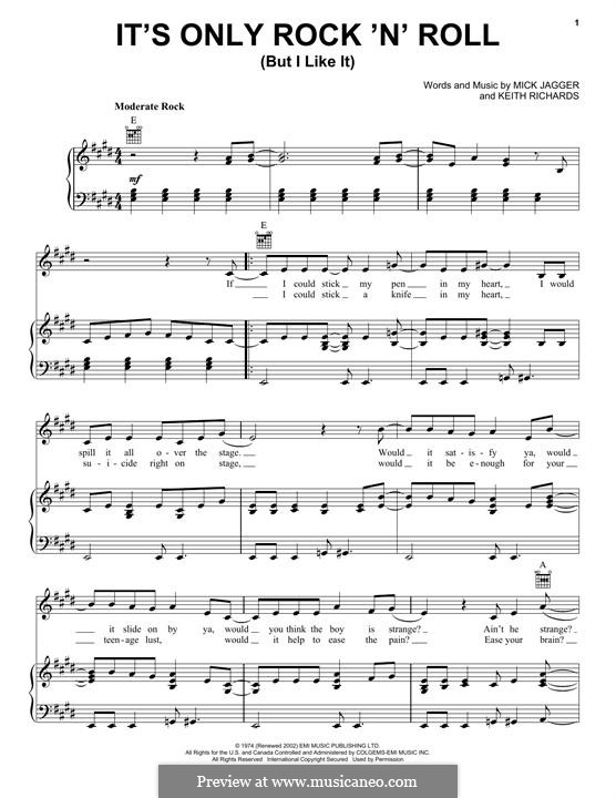 It's Only Rock 'n' Roll (But I Like It): Para vocais e piano by Keith Richards, Mick Jagger