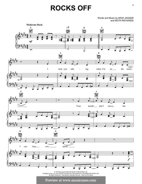 Rocks Off (The Rolling Stones): Para vocais e piano by Keith Richards, Mick Jagger