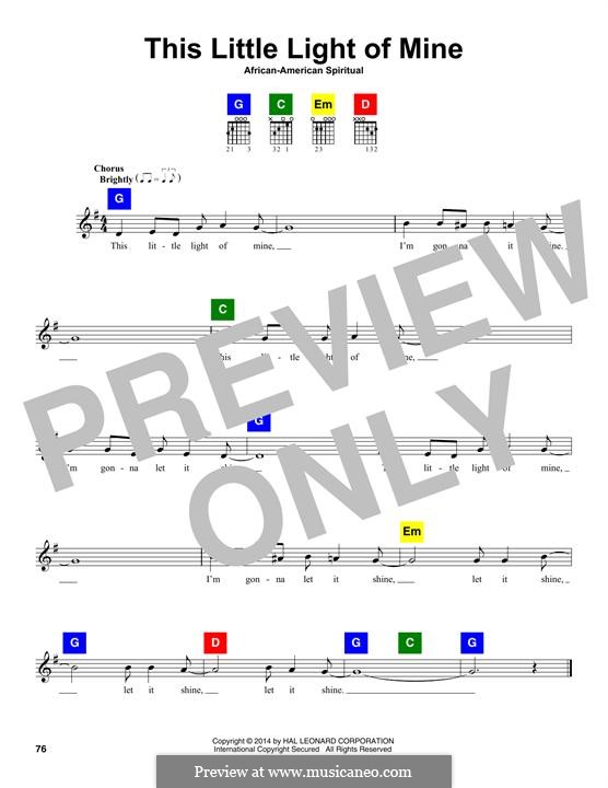 This Little Light of Mine (Printable scores): melodia by folklore