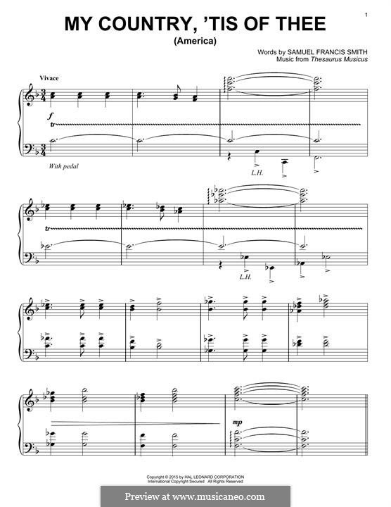 My Country, 'Tis Of Thee (America): Para Piano by folklore