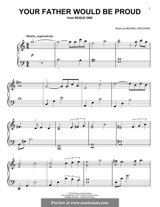 Your Father Would Be Proud: Para Piano by Michael Giacchino