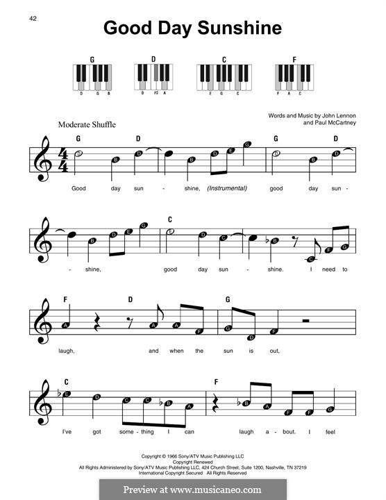 Good Day Sunshine (The Beatles): melodia by John Lennon, Paul McCartney