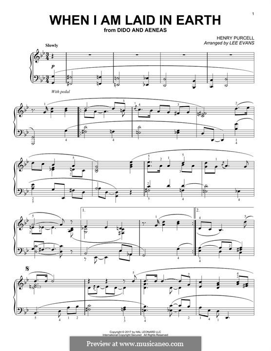 Dido's Lament: Para Piano by Henry Purcell
