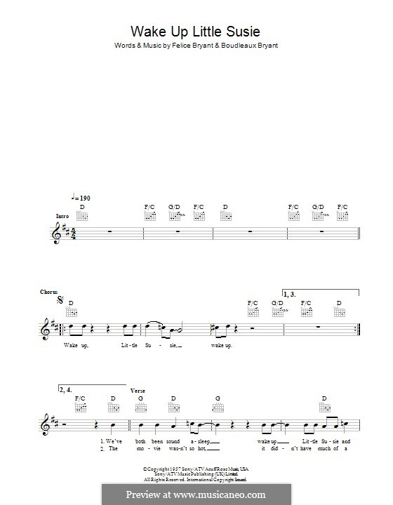 Wake Up Little Susie (The Everly Brothers): Letras e Acordes by Boudleaux Bryant, Felice Bryant