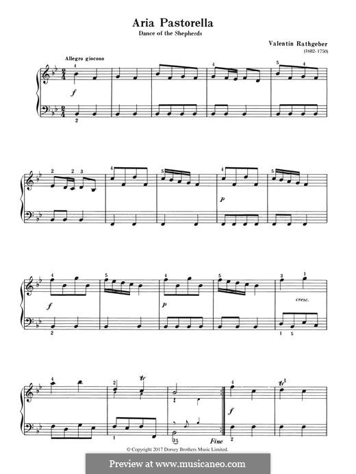 Aria Pastorella (Dance of the Shepherds): Para Piano by Valentin Rathgeber