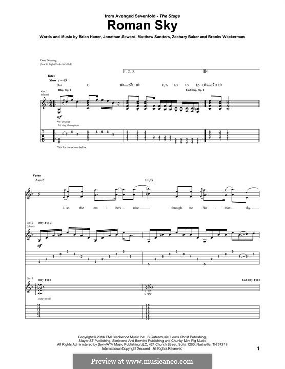 Roman Sky (Avenged Sevenfold): Para guitarra com guia by Brian Haner Jr., Jonathan Seward, Matthew Sanders, Zachary Baker, Brooks Wackerman
