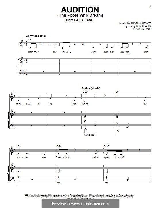 Audition (The Fools Who Dream) por J. Hurwitz Partituras on músicaNeo