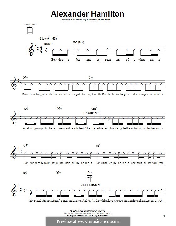 Alexander Hamilton (from 'Hamilton'): para ukulele by Lin-Manuel Miranda