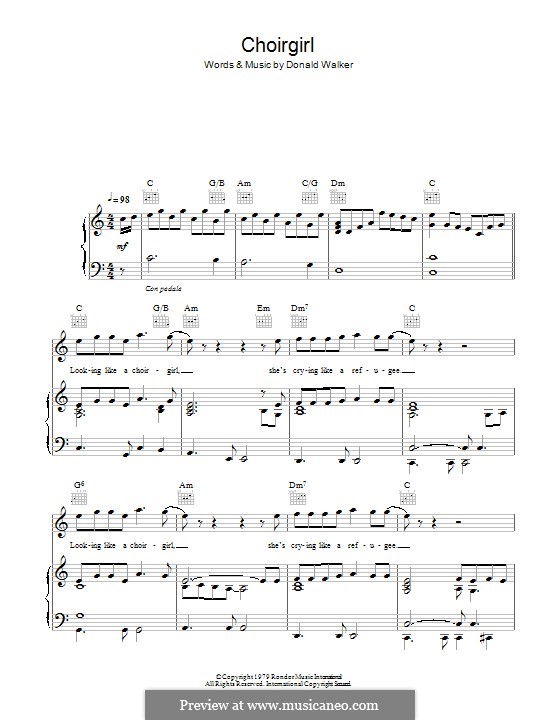 Choir Girl (Cold Chisel): Para vocais e piano (ou Guitarra) by Donald Walker