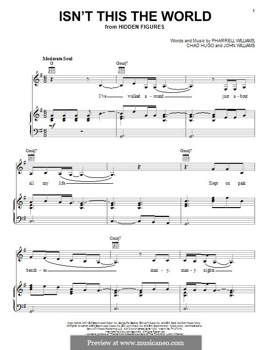 Isn't This the World: Para vocais e piano (ou Guitarra) by Charles Edward Hugo, John Williams, Pharrell Williams