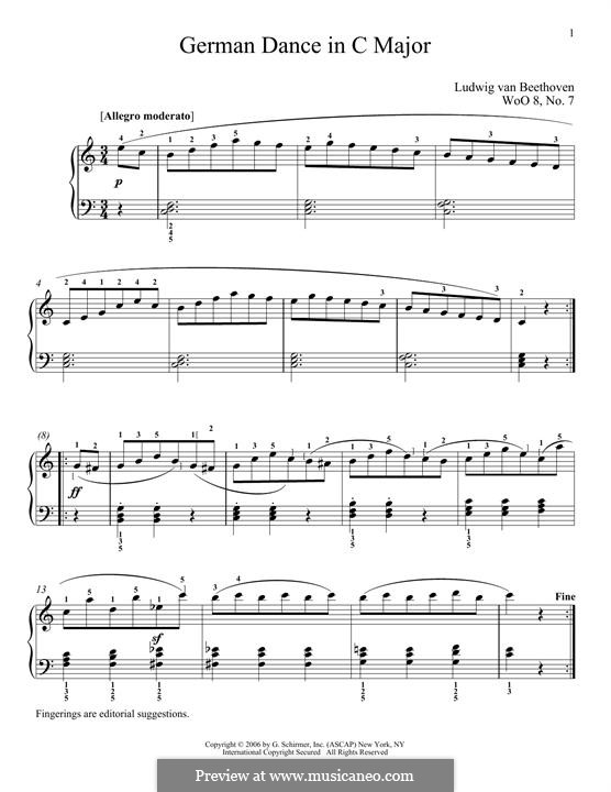 Twelve German Dances, WoO 8: Dance No.1 in C Major by Ludwig van Beethoven