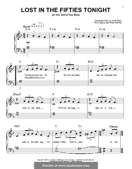 Lost in the Fifties Tonight (In the Still of the Nite): Para Piano by Frederick Parris, Mike Reid, Troy Seals