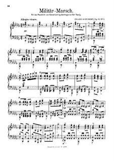 Three Marches Militaires for Piano Four Hands, D.733 Op.51: March No.1, for piano (with fingering) by Franz Schubert