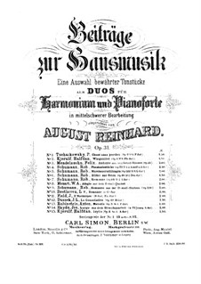 Souvenir de Hapsal, TH 125 Op.2: No.3 Song without Words, for harmonium and piano by Pyotr Tchaikovsky