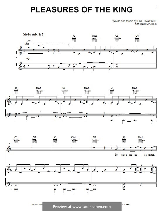 Pleasures of the King: Para vocais e piano (ou Guitarra) by Rob Mathes, Fred MacKrell